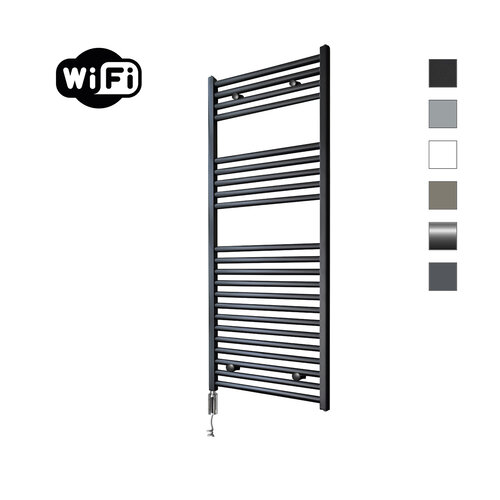 Elektrische Radiator Sanicare HWV Met Wifi 111,8x45 cm Mat Zwart 596W Met Thermostaat Chroom Linksonder 