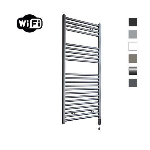 Elektrische Radiator Sanicare HWV Met Wifi 111,8x45 cm Gunmetal 596W Met Thermostaat Zwart Rechtsonder 