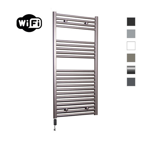 Elektrische Radiator Sanicare HWV Met Wifi 111,8x45 cm Inox Look 596W Met Thermostaat Zwart Linksonder 