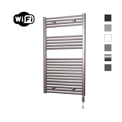 Elektrische Radiator Sanicare HWV Met Wifi 111,8x60 cm Inox Look 730W Met Thermostaat Chroom Rechtsonder 