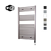 Sanicare Elektrische Radiator Sanicare HWV Met Wifi 111,8x60 cm Inox Look 730W Met Thermostaat Zwart Rechtsonder