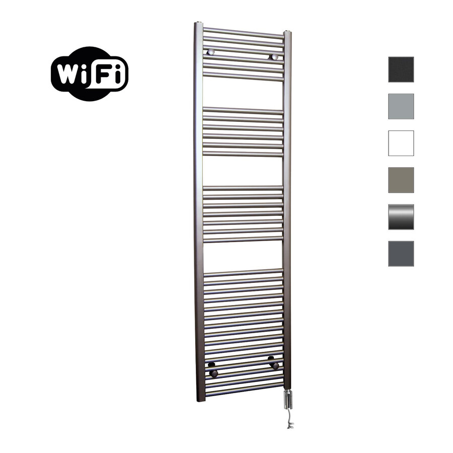 Elektrische Radiator Sanicare HWV Met Wifi 172x45 cm Inox Look 920W Met Thermostaat Chroom Linksonder