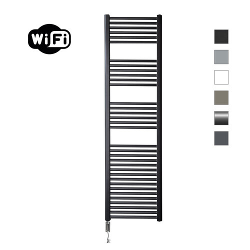 Elektrische Radiator Sanicare HWV Met Wifi 172x45 cm Mat Zwart 920W Met Thermostaat Chroom Linksonder 