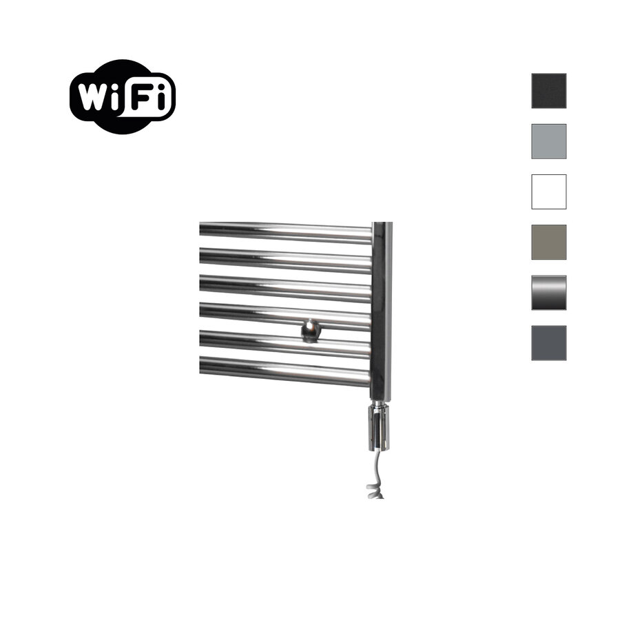 Elektrische Radiator Sanicare HWV Met Wifi 172x45 cm chroom 671W Met Thermostaat Chroom Rechtsonder
