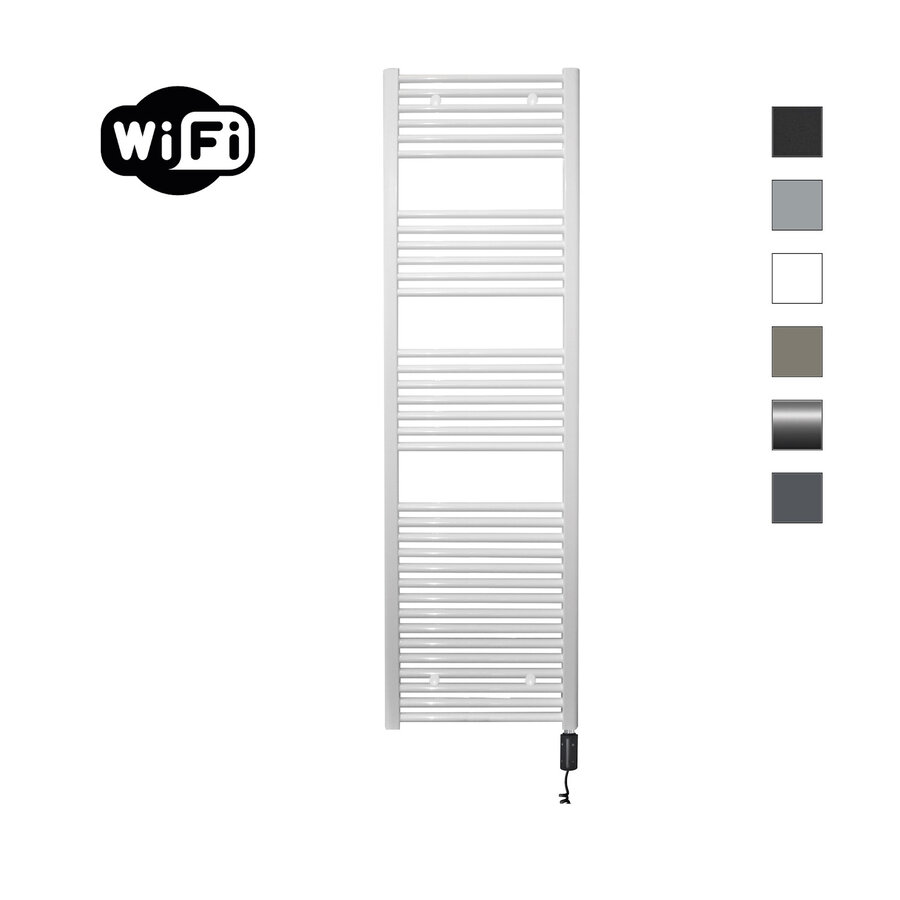 Elektrische Radiator Sanicare HWV Met Wifi 172x45 cm Wit 920W Met Thermostaat Zwart Rechtsonder
