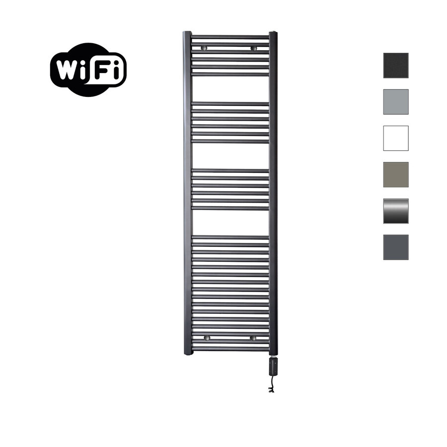 Elektrische Radiator Sanicare HWV Met Wifi 172x45 cm Gunmetal 920W Met Thermostaat Zwart Rechtsonder