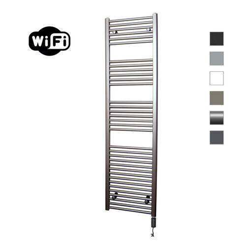Elektrische Radiator Sanicare HWV Met Wifi 172x45 cm Inox Look 920W Met Thermostaat Zwart Rechtsonder 