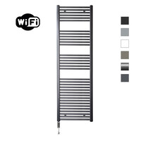 Elektrische Radiator Sanicare HWV Met Wifi 172x60 cm Gunmetal 1127W Met Thermostaat Chroom Linksonder