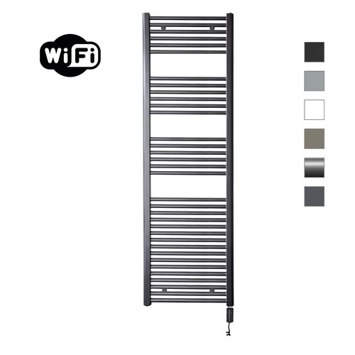 Elektrische Radiator Sanicare HWV Met Wifi 172x60 cm Gunmetal 1127W Met Thermostaat Zwart Rechtsonder 