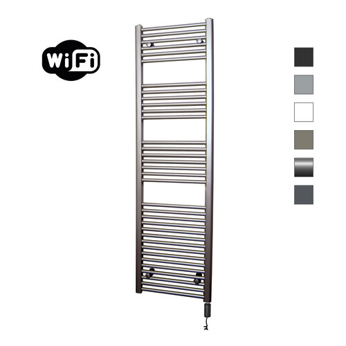 Elektrische Radiator Sanicare HWV Met Wifi 172x60 cm Inox Look 1127W Met Thermostaat Zwart Rechtsonder 