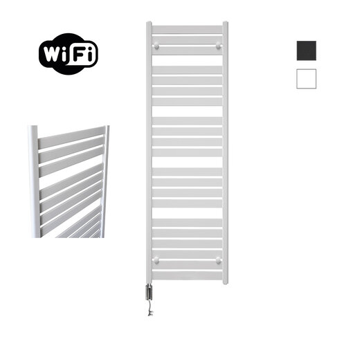 Elektrische Radiator Sanicare HWV - Moda Met Wifi 160x60 cm Mat Wit 1159W Met Thermostaat Chroom Linksonder 