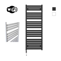 Elektrische Radiator Sanicare HWV - Moda Met Wifi 160x60 cm Mat Zwart 1159W Met Thermostaat Chroom Linksonder