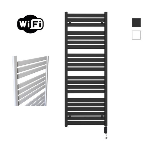 Elektrische Radiator Sanicare HWV - Moda Met Wifi 160x60 cm Mat Zwart 1159W Met Thermostaat Zwart Rechtsonder 