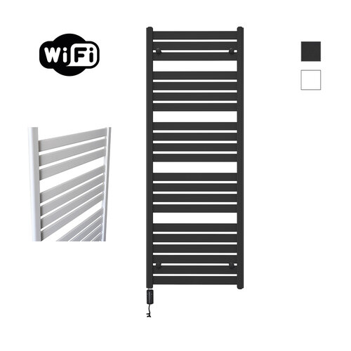 Elektrische Radiator Sanicare HWV - Moda Met Wifi 160x60 cm Mat Zwart 1159W Met Thermostaat Zwart Linksonder 