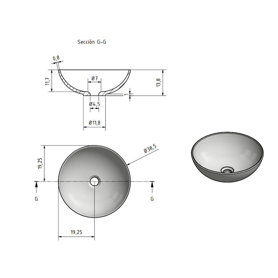 Waskom Zenon Florida 38x38 cm Moka