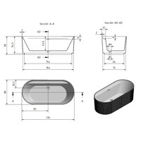 Vrijstaand Ligbad Zenon Olympia 170x80 cm Oro