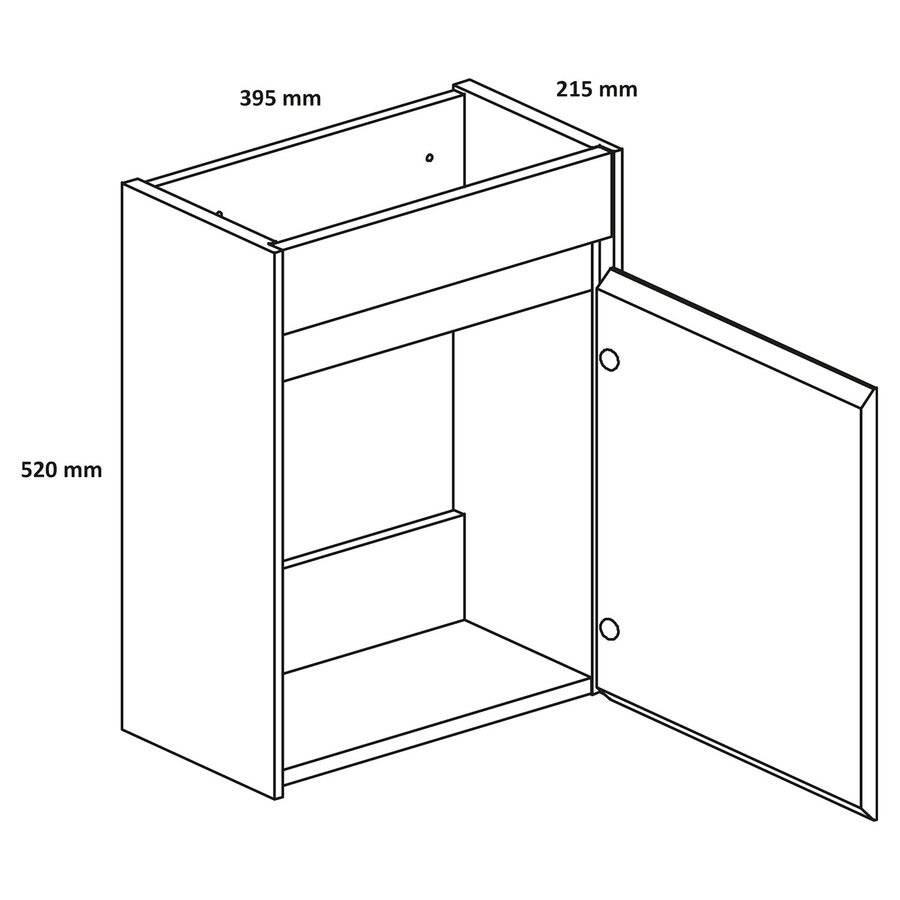 Fonteinkast Differenz Hura L Links/Rechts 40 cm Met Ribbel Eiken