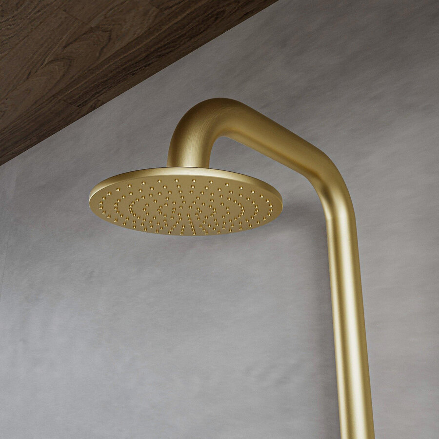 Buitendouche vrijstaand Fortifura Outdoor Deluxe Regendouche Met Handdouche Geborsteld Messing