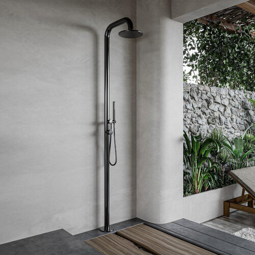 Buitendouche vrijstaand Fortifura Outdoor Deluxe Regendouche Met Handdouche Gunmetal 