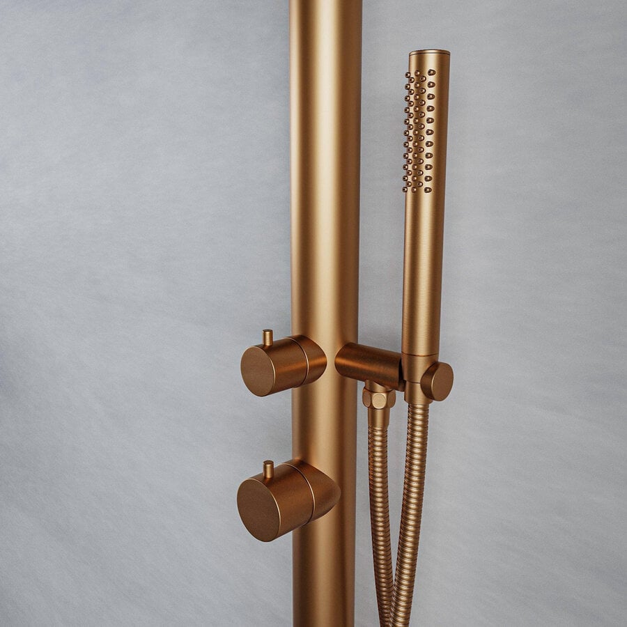 Buitendouche Fortifura Outdoor Original Wandmodel Met Handdouche Geborsteld Koper