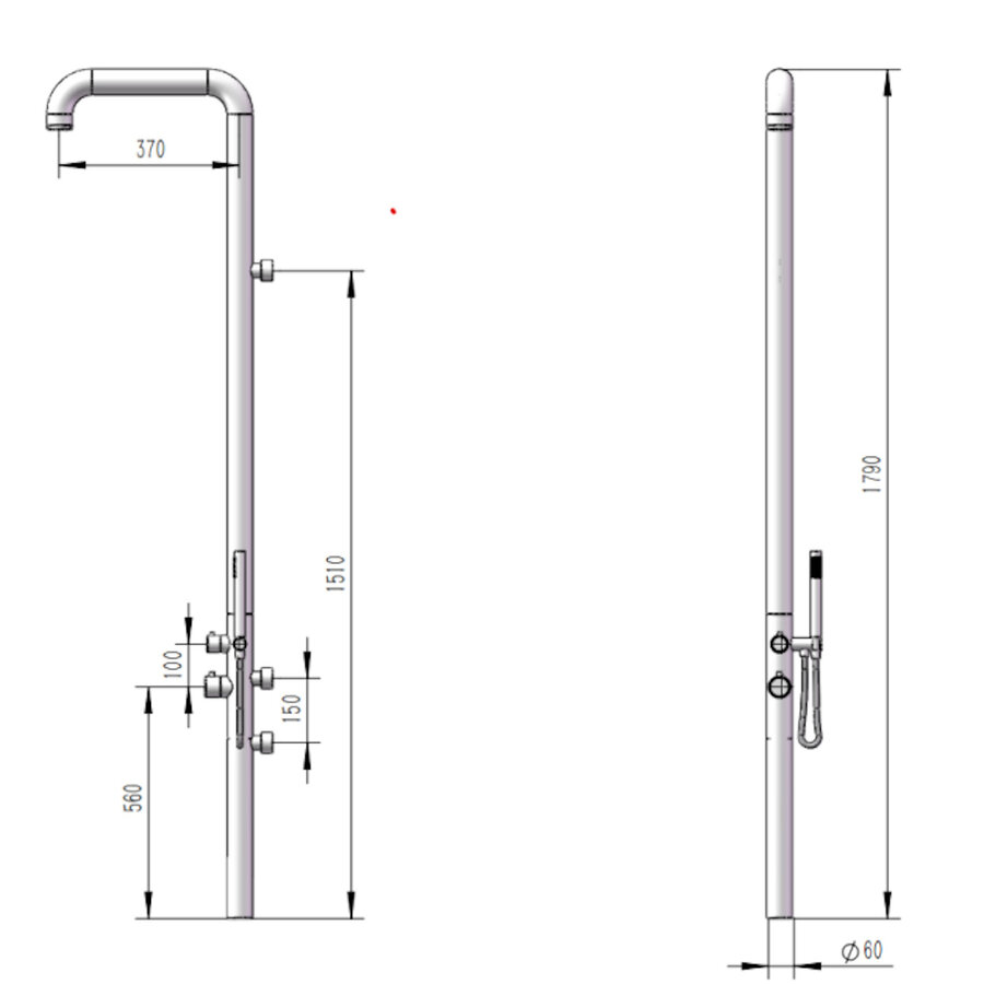 Buitendouche Fortifura Outdoor Original Wandmodel Met Handdouche Geborsteld Messing