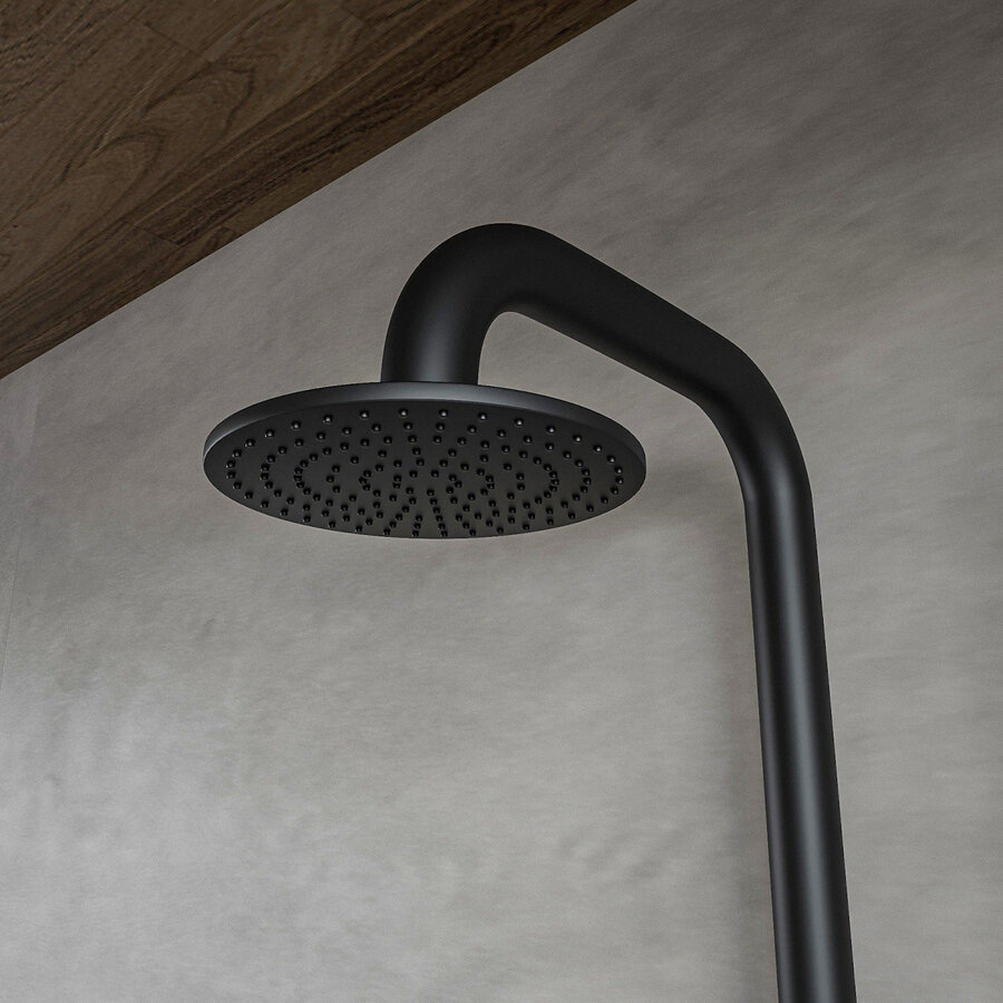 Buitendouche vrijstaand Fortifura Outdoor Deluxe Regendouche Met Handdouche Mat Zwart