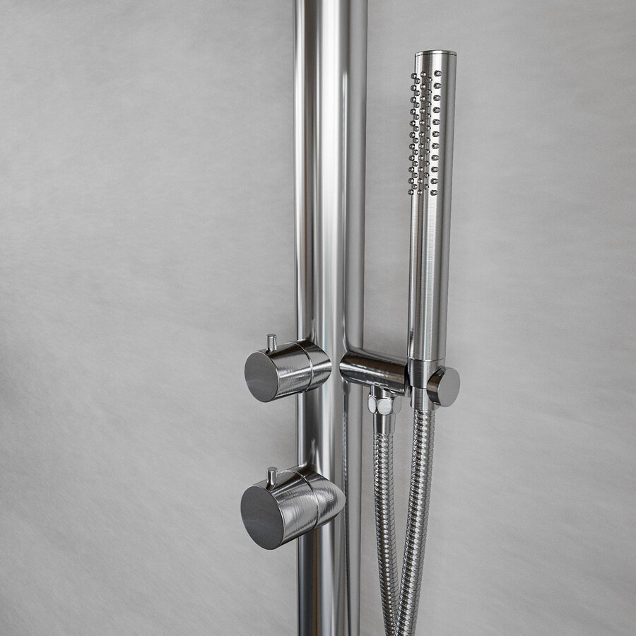 Buitendouche Fortifura Outdoor Original Wandmodel Met Handdouche Geborsteld RVS