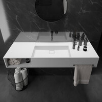 Wastafel Ideavit Solidbliss 140x40x20 cm Solid Surface 1 Opberg Vak Mat Wit