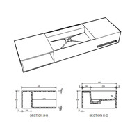 Wastafel Ideavit Solidbliss 140x40x20 cm Solid Surface 1 Opberg Vak Mat Wit