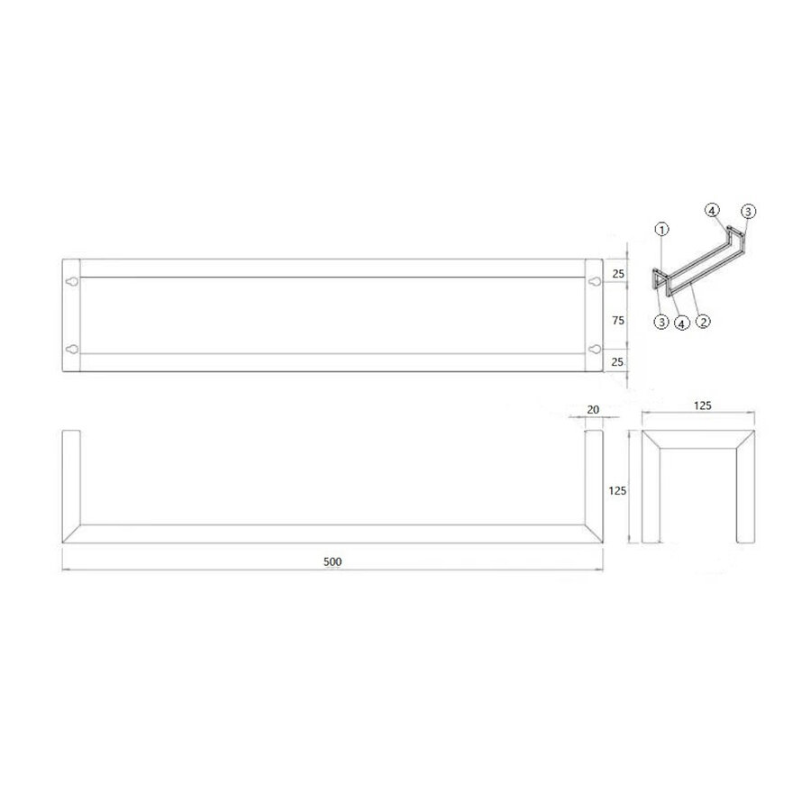 Handdoekrek Wiesbaden Loft 50x12,5 Cm Mat Zwart