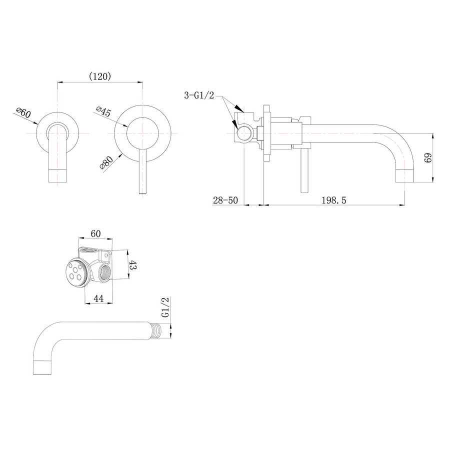 Wastafelkraan Inbouw Compleet Wiesbaden Cain Met Coldstart 304 RVS