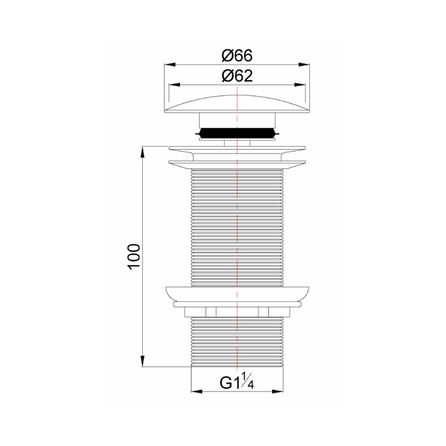 Clickwaste Afvoerplug Wiesbaden Caral Verlengd 5/4" Glans Wit