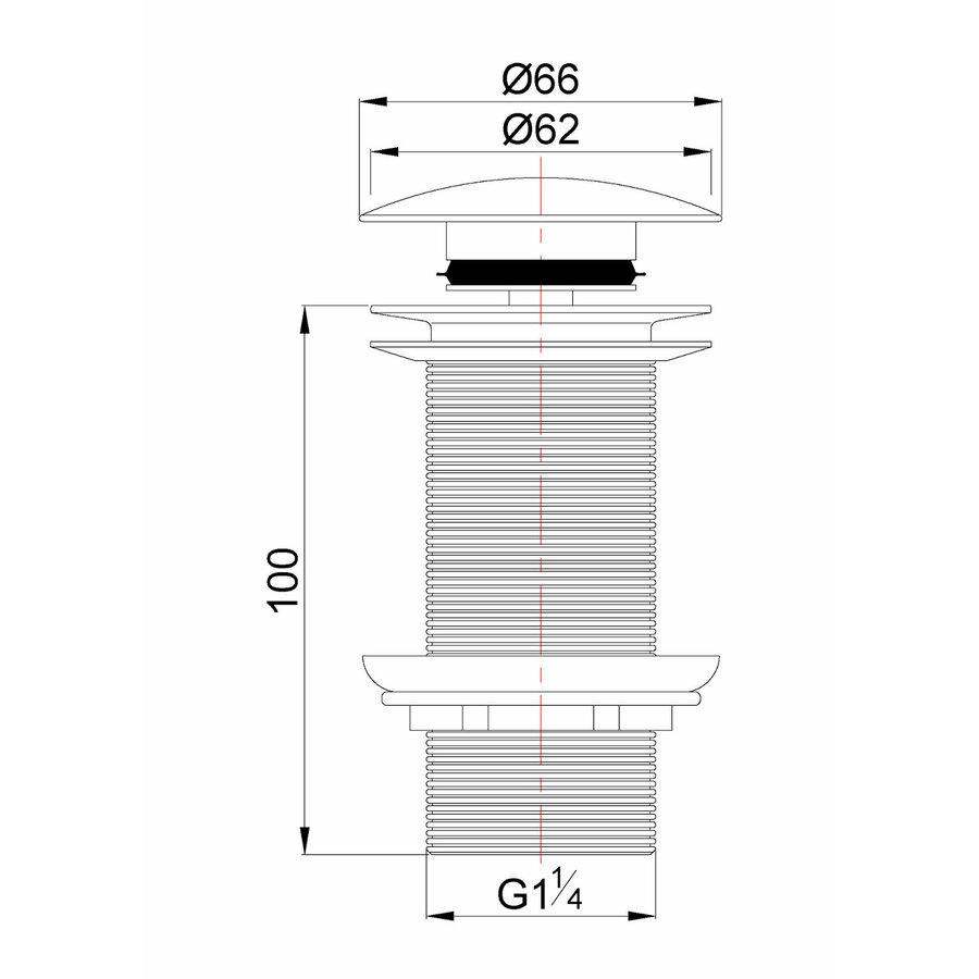 Clickwaste Afvoerplug BWS Karsten Verlengd 5/4" Mat Wit