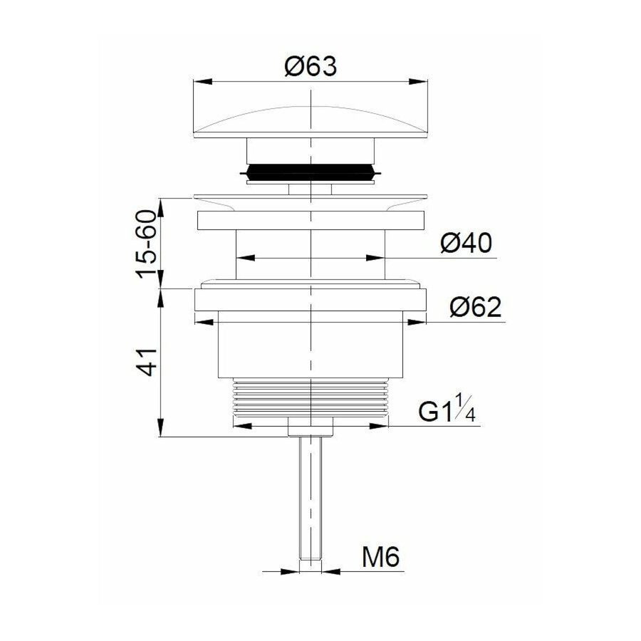 Clickwaste Afvoerplug Wiesbaden Caral 5/4" Glans Wit