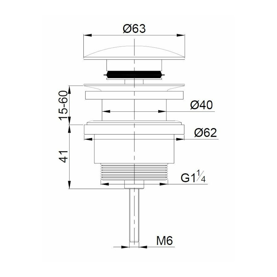 Clickwaste Afvoerplug BWS Karsten 5/4" Glans Wit