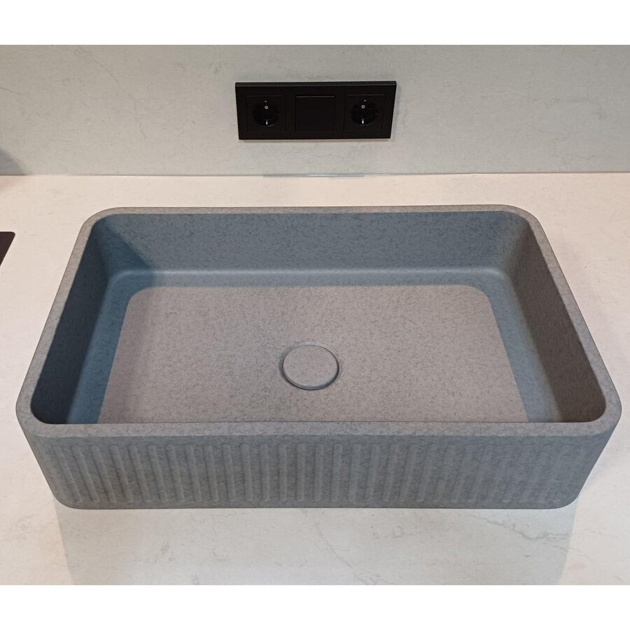 Opbouw Wastafel Sanimex Crystal Beton Rechthoekig Gespikkeld Grijs