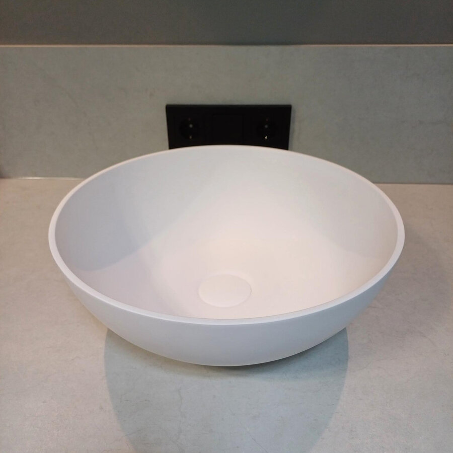 Opbouw Wastafel Sanimex Sardonyx Solid Surface Rond Wit