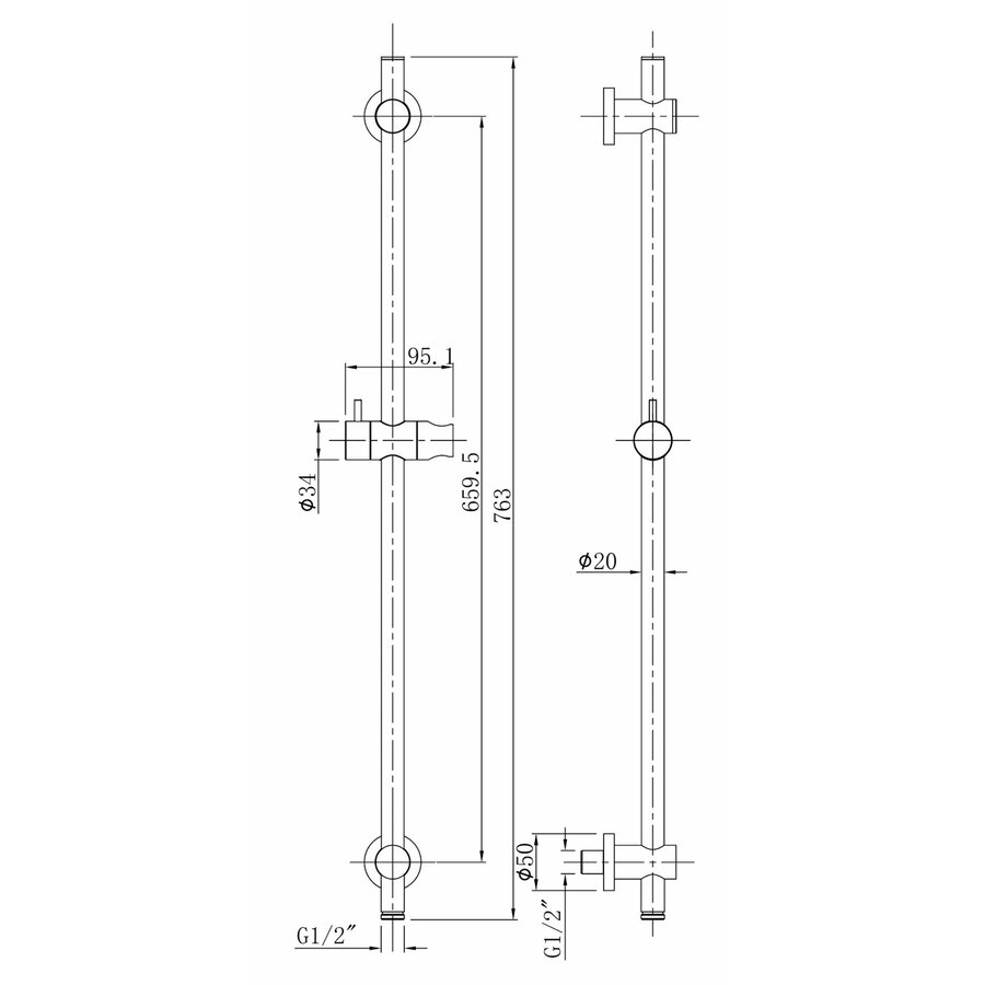 Glijstang BWS Lim 76,5 cm Met Wateraansluiting Geborsteld Brons Koper