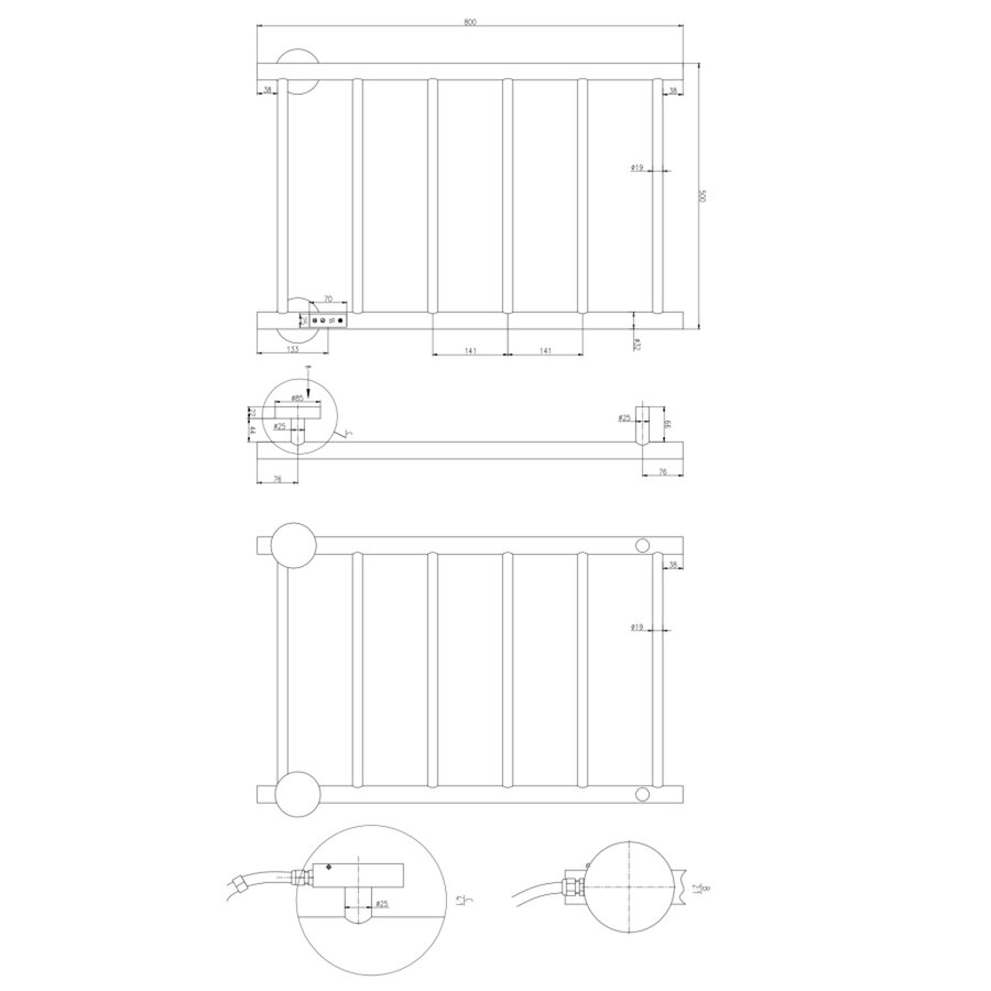 Designradiator TVS Design PLUS 6 EL 80x50 cm Geborsteld Goud