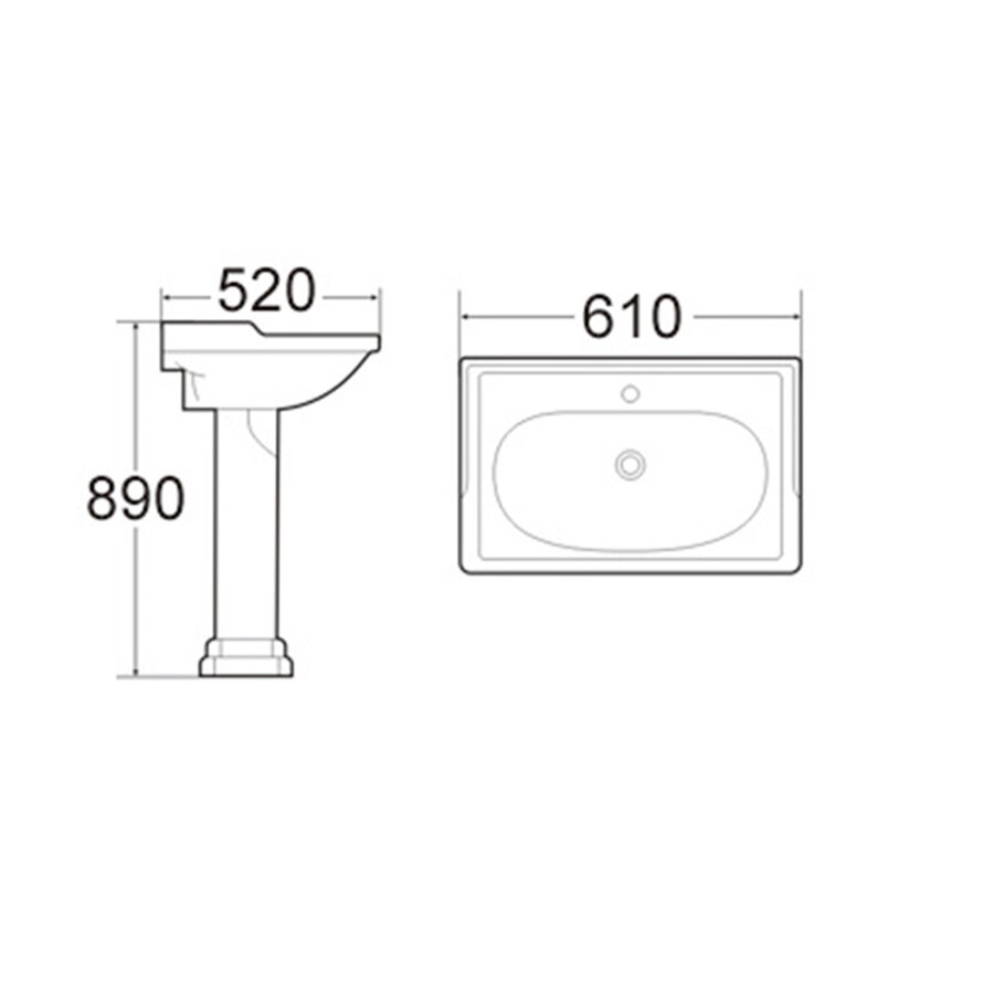 Wastafel Met Zuil Best Design Liberty London 61x52x89 cm Glans Wit