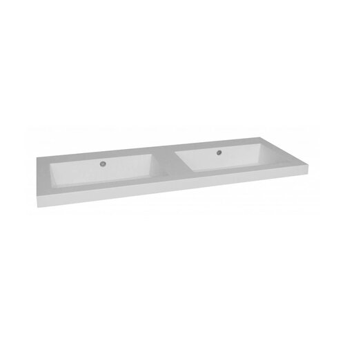 Wastafel Sanilux Trendline Mineraalmarmer 160 cm 0 Kraangaten Wit 
