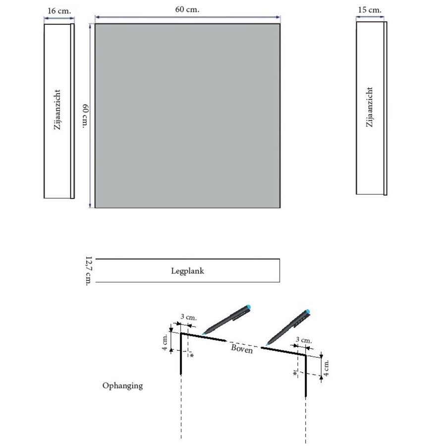 Spiegelkast Sanicare Qlassics 60 cm 1 Deur Grey-Wood Rechts