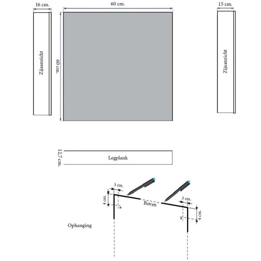 Spiegelkast Sanicare Qlassics 60 cm 1 Deur Antraciet Links