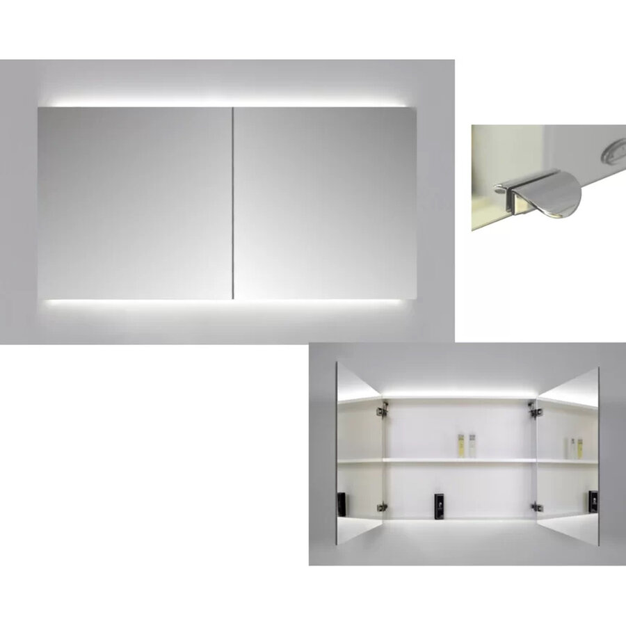 Spiegelkast Sanicare Qlassics Ambiance 60x60 cm Met Dubbelzijdige Spiegeldeur, LED Verlichting En Afstandsbediening Grey Wood Rechts