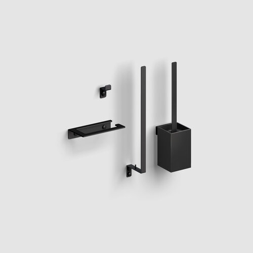Accesoireset Toilet Clou Fold Mat Zwart 