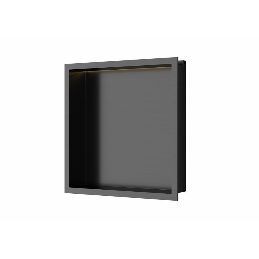 Inbouwnis Luca Sanitair 30x30x6,5cm RVS Gunmetal PVD + LED verlichting