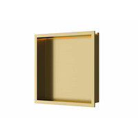 Inbouwnis Luca Sanitair 30x30x6,5cm RVS Geborsteld Goud PVD + LED verlichting
