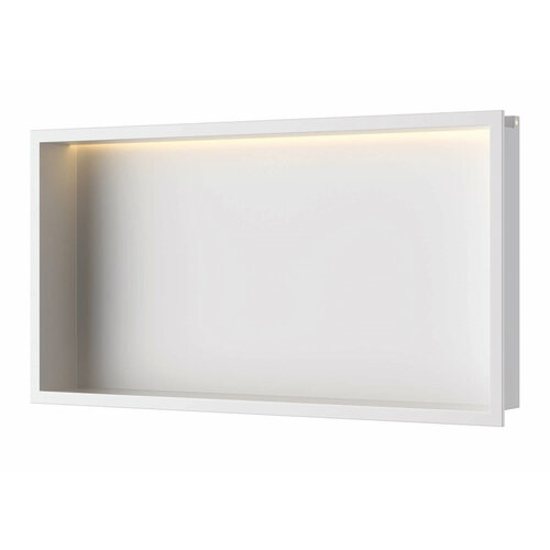Inbouwnis Luca Sanitair 60x30x6,5cm RVS Mat Wit  + LED verlichting 