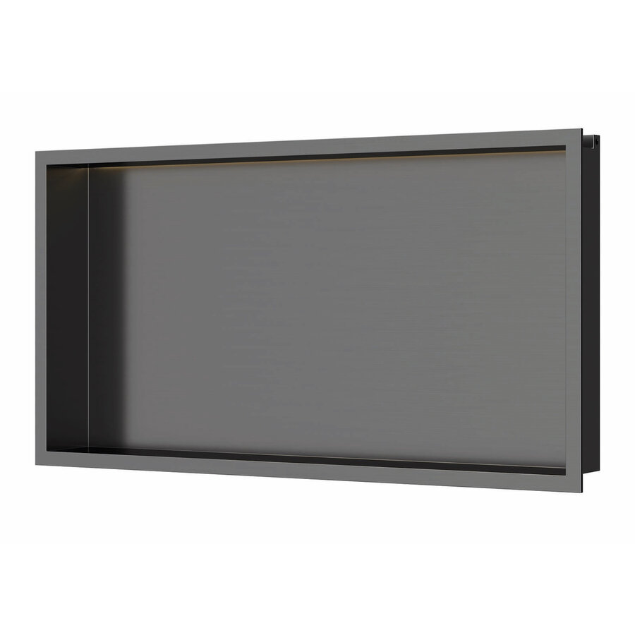 Inbouwnis Luca Sanitair 60x30x6,5cm RVS Gunmetal PVD+ LED verlichting