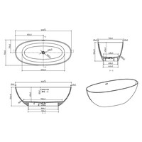 Vrijstaand Ligbad Wiesbaden Chiek 165x75 cm Solid Surface Mat Wit